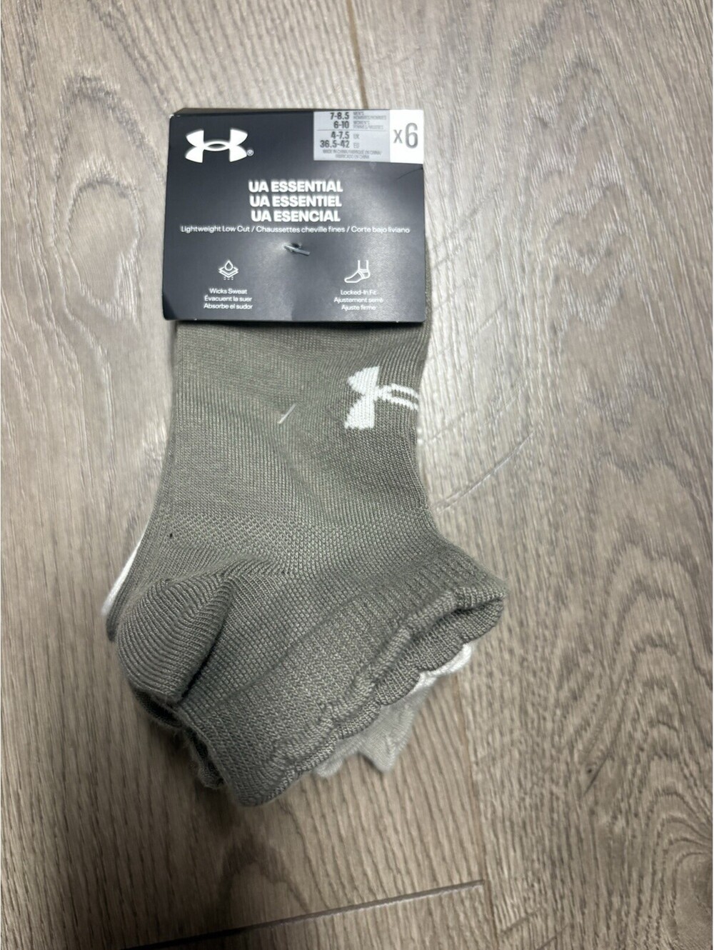 Under Armour 1386239 UA Essential Low Cut Socks (6-Pack) Unisex 6-10 NWT